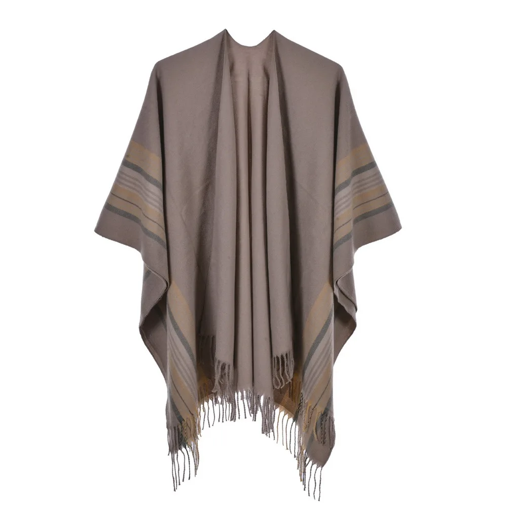Sciarpa Donna Pashmina Caff&egrave;-marrone In Misto Cashmere, Scialle Morbido E Avvolgente