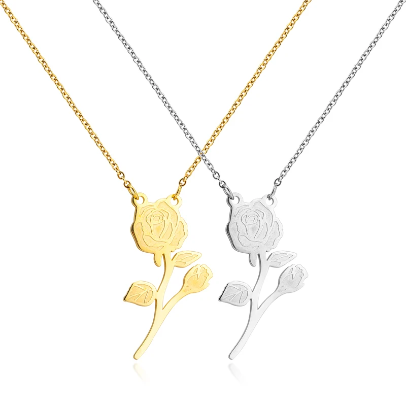 gift for women 18k gold plated stainless steel cute rose flower