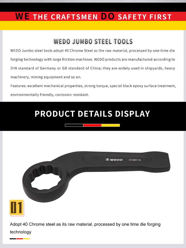 WEDO Jumbo Pinch Bar, Eenmalige Die Gesmeed, Sterk Koppel, Hoge Sterkte, Slijtageweerstand, Zwart-Spray op Oppervlakte, 40 Chroomstaal, 16mm × 300mm