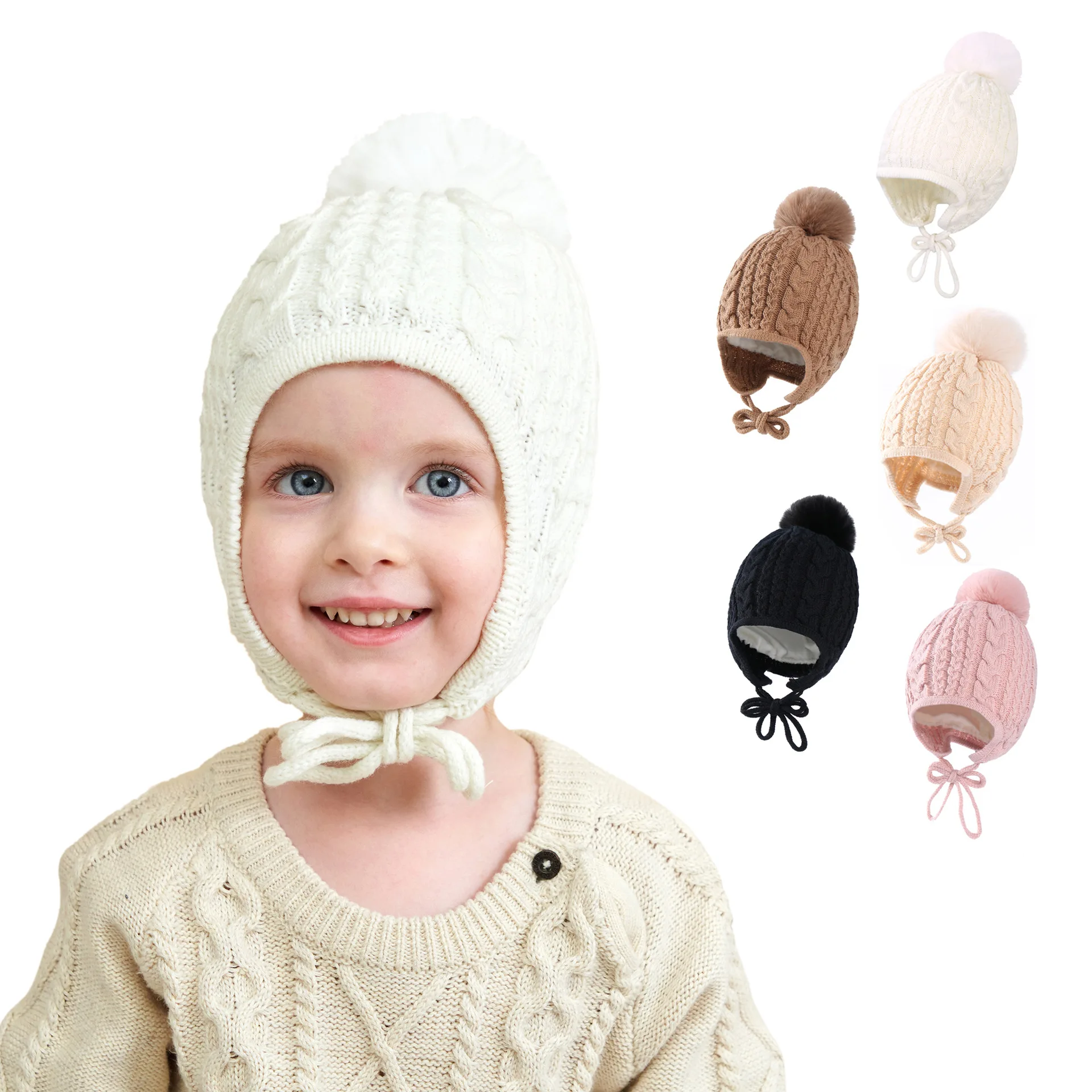 Yiwu Yiyuan Garment Winter Hats for Babies Knit Twist Pattern Baby Crochet Hats  Earmuffs Bind Infant Baby Stylish Hats