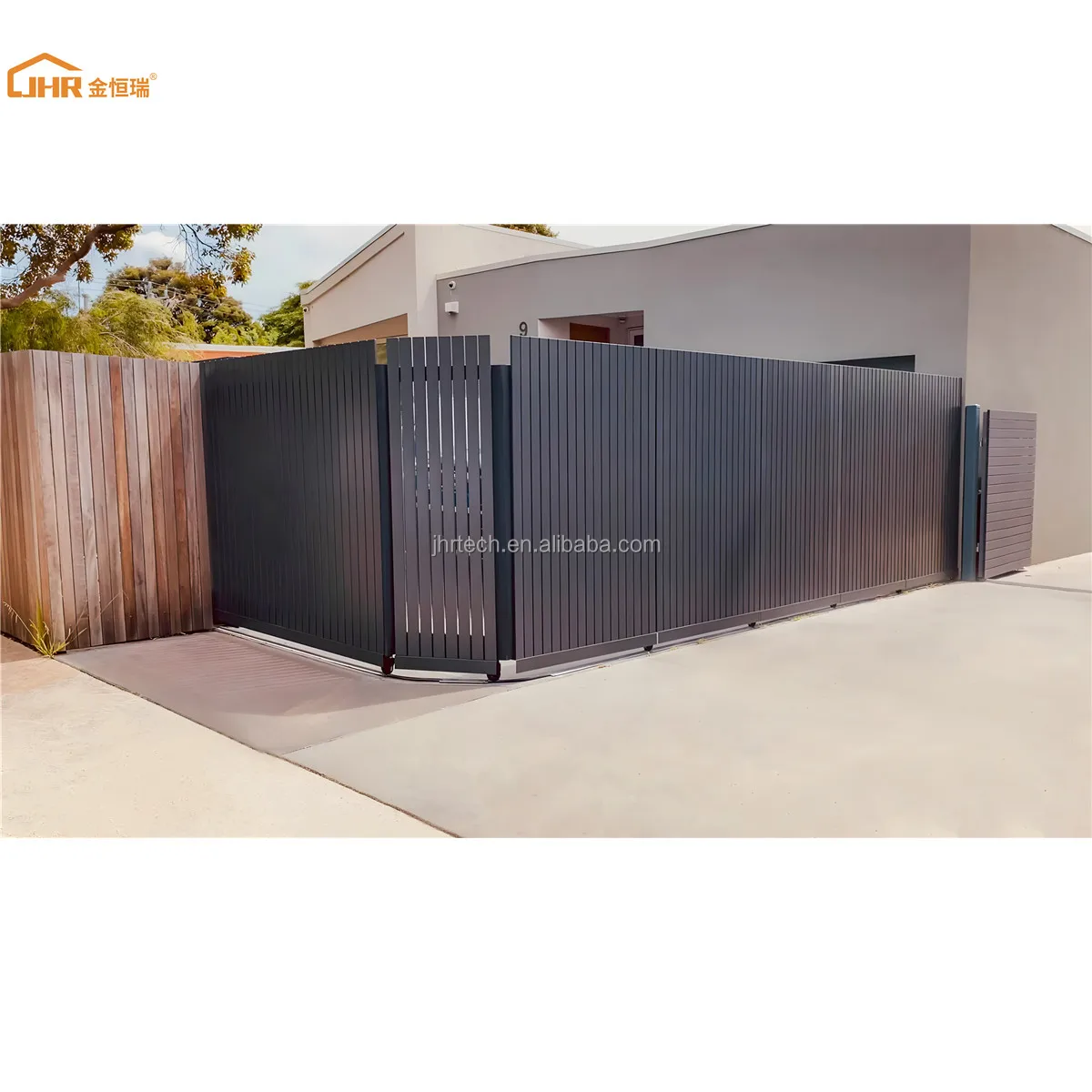 Alibaba.com: JHR Powder Coated Aluminum Slat Automatic Sliding Gate ...
