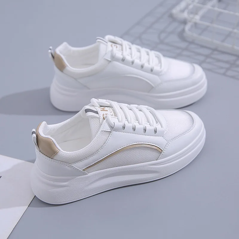 New Arrivals White Woman Flat Shoes Sneakers Fashionable Leather Shoe ...