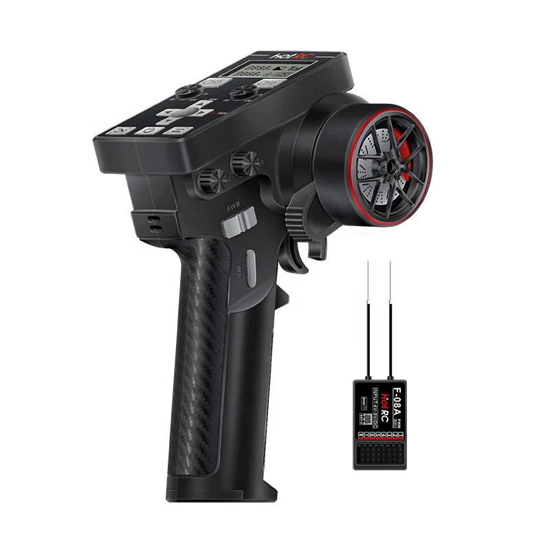 HOTRC 8CH 2.4G Transmitter CT-6B & F-08A Receiver Set Remote Control for RC Car Boat Tank Plastic with LCD Voltage Return