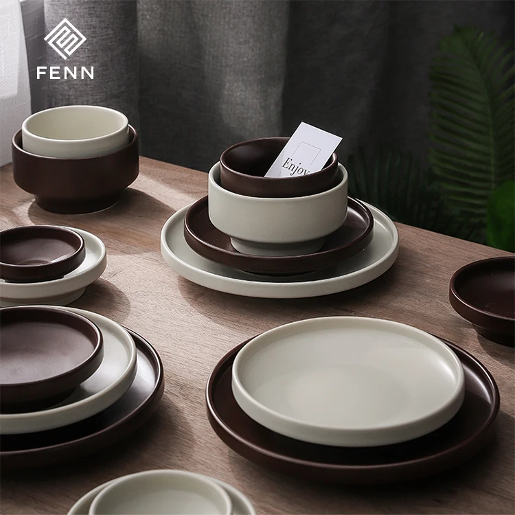 product fenn korean simple style ceramic glaze plate bowl breakfast set porcelain dinner set tableware for home-57