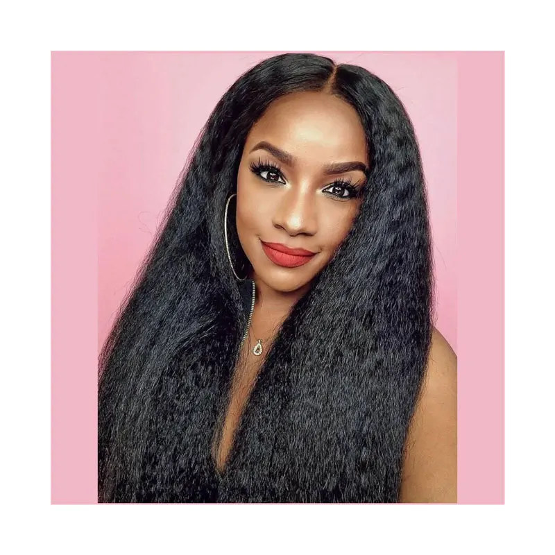 kinky straight hair wig 130 150 180 density brazilian yaki human
