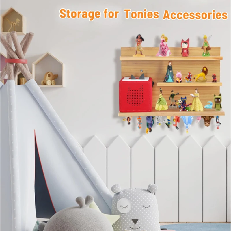 Mahona Tonie Mensola - Compatibile con Toniebox - Spazio per fino a 27 personaggi - Scaffale per Toniebox - Mensola da parete per camerette - Accessori