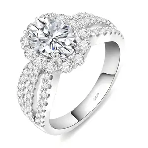 Women's Fine S925 Sterling Silver Rings Brilliant Moissanite Luxury Sparkly Rings No Tarnish Custom Wedding Engagement Jewelry