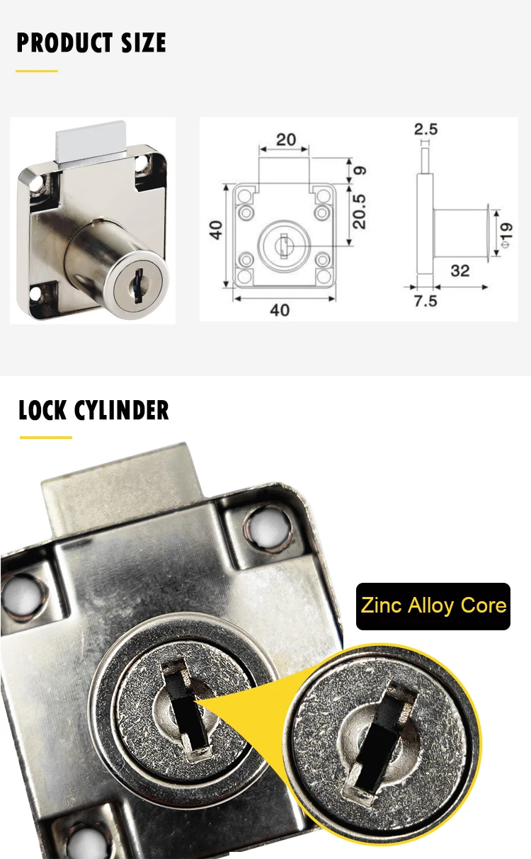 Factory Price Cabinet Drawer Lock High Quality Safe Furniture Drower Lock With Keys