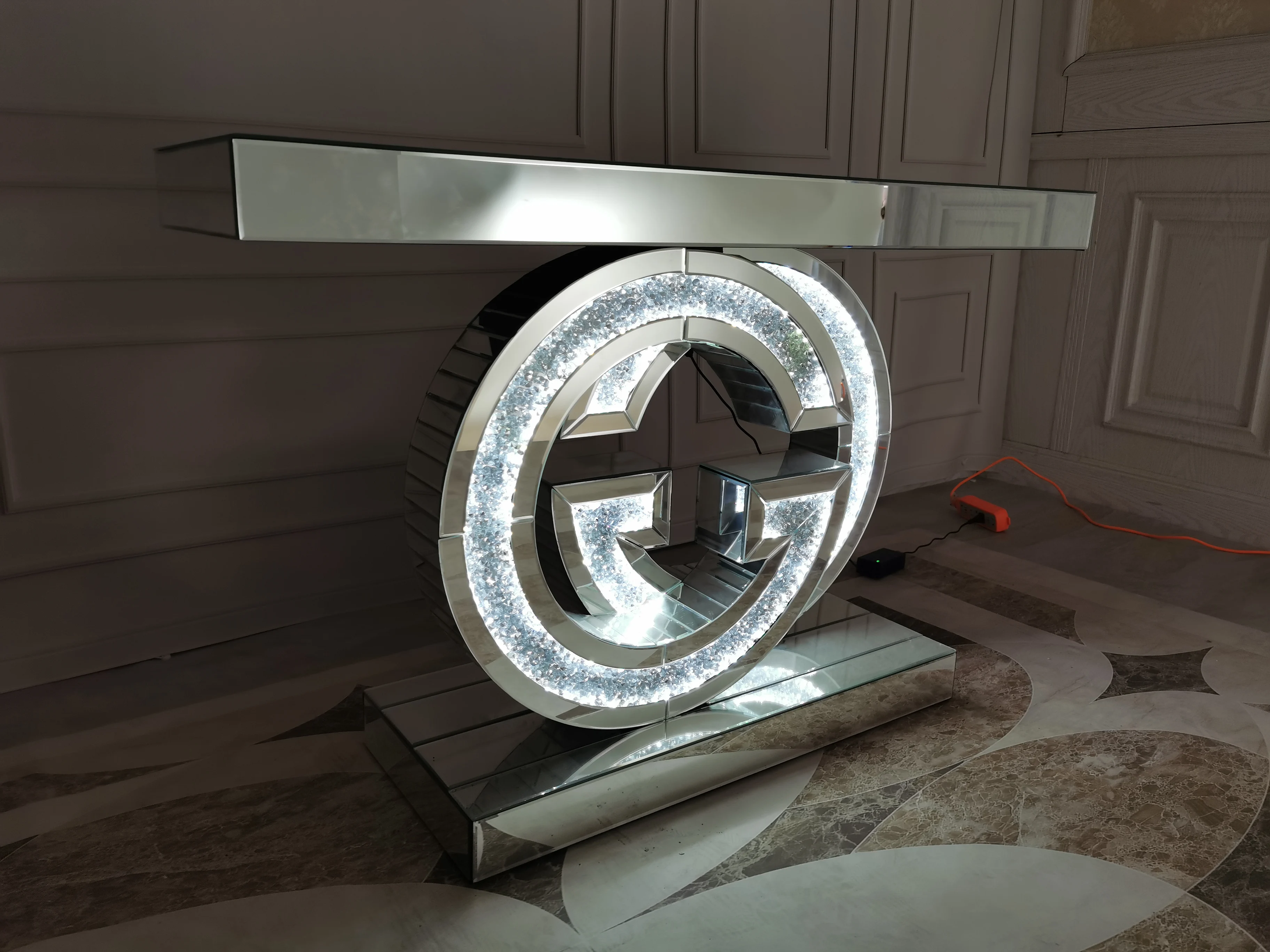 Светодиодная зеркальная мебель для гостиной, светодиодный консольный стол