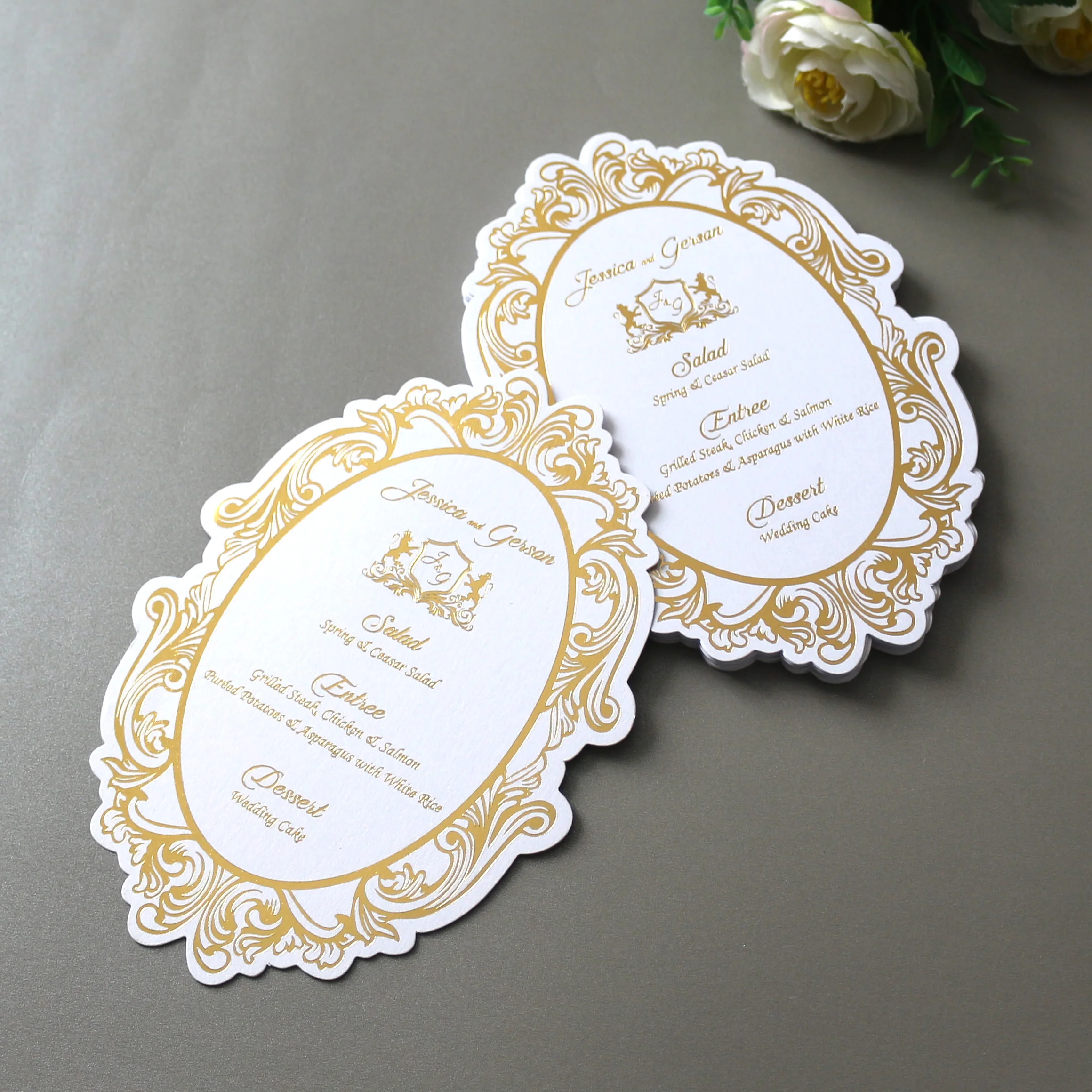 European Style Bronzing Paper Menu Card