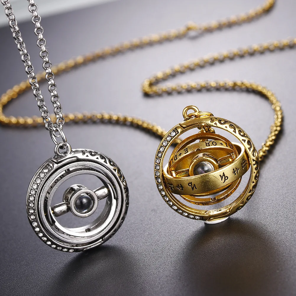 Openable Astronomical Ball Projection Rotating Necklace 100 Language I Love You Pendant Necklace for Women Men Chocker