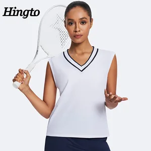 Wholesale Custom Logo Lightweight Tanks Vests Quick Dry Knit V-Neck Casual Tank Top 100% Polyester Loose Fit Sleeveless T-Shirt