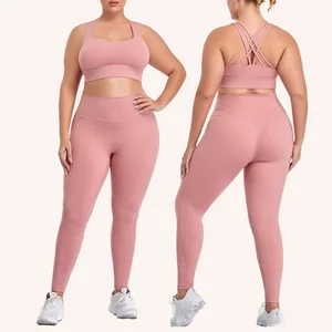 Custom Activewear Breathable Yoga Leggings 4xl Plus Size Yoga Sets Fitness Workout 2 Piece High Waist Fitness Clothing Women