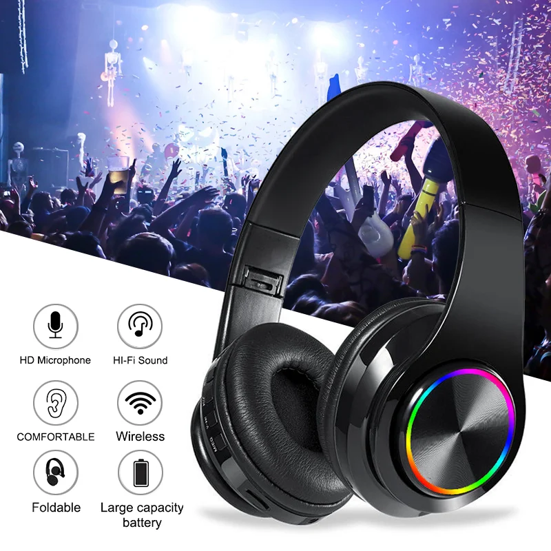 New B39 Portable Wireless Headphones Stereo Foldable Music Headset Support SD Card Deep Bass Folding With Mic - ANKUX.COM