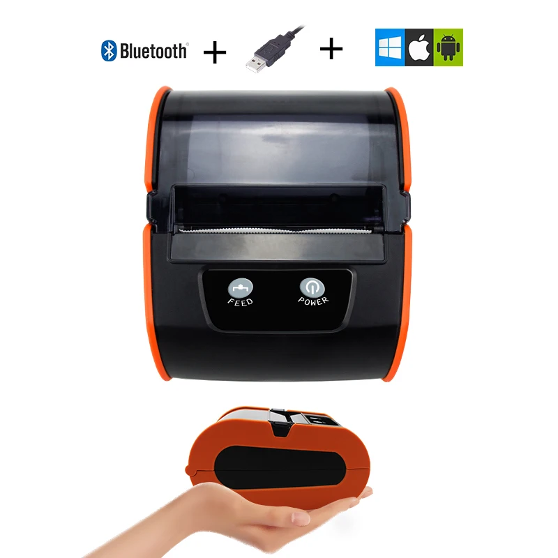 KEFAR Mini Portable Wireless Label Printer Blue Tooth Thermal Label Printer 80mm 58mm Receipt Printer for Ipad Android IOS
