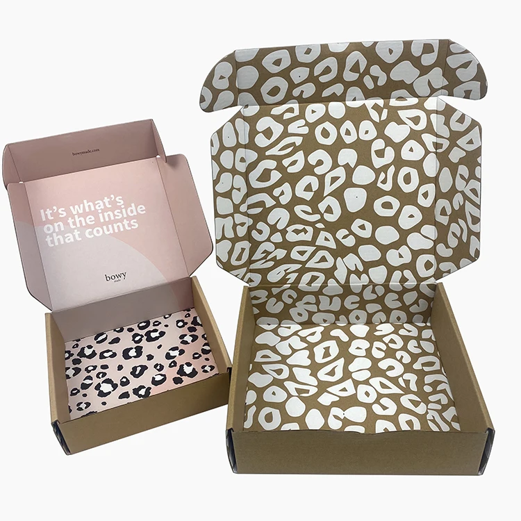 Leopard Print Corrugated Board Lingerie Box Portable Cardboard Paper Packaging with Tear Strip Customizable Logo Gift Box