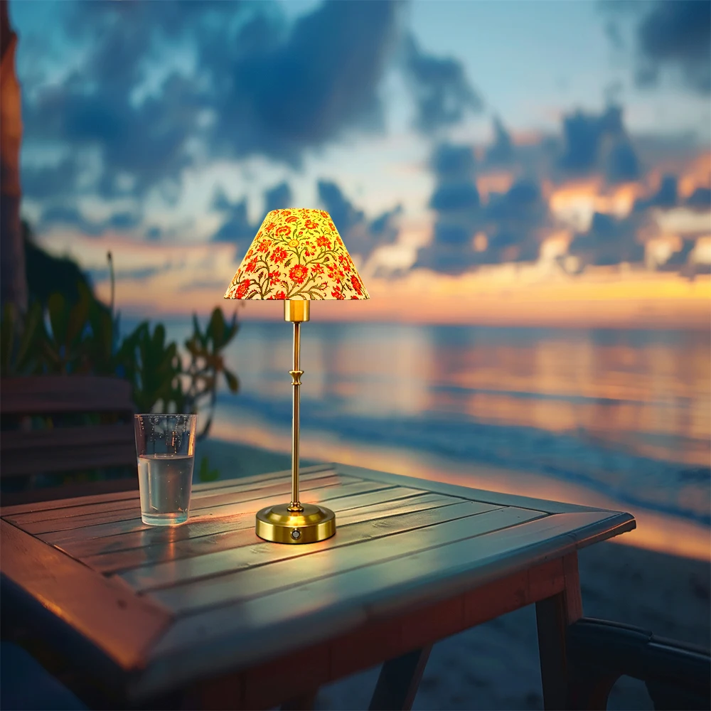 High Quality Classical Table Light for Weddings Fabric Cordless Lamps Replaceable Lamp Shade Hotel Restaurant Table Lamps