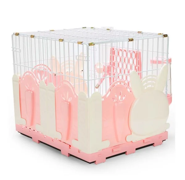 610-SR Luxury Small Chinchilla Rabbit Cage with Plastic Tray Plastic & Metal Construction Rabbit Style Fences Pet House for Sale