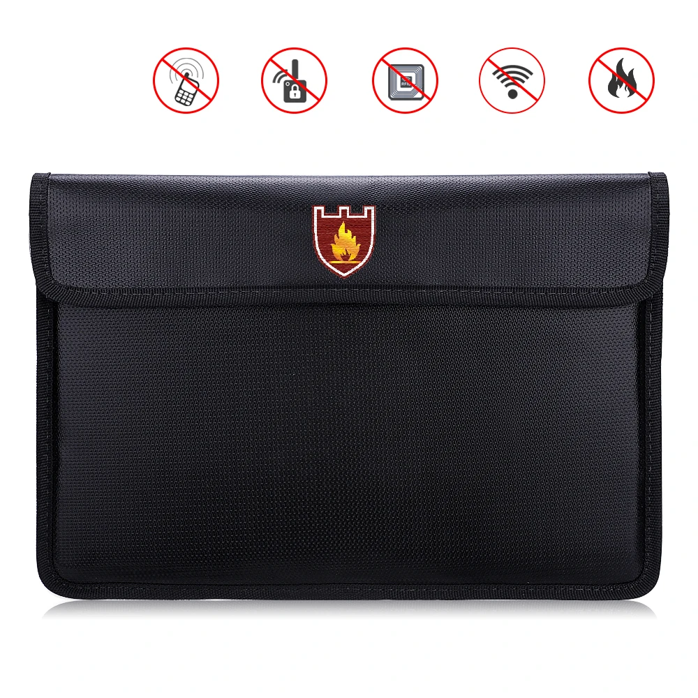 Electronic Shielding Bag Black Waterproof Fireproof Bag Portable Safe Document Bag