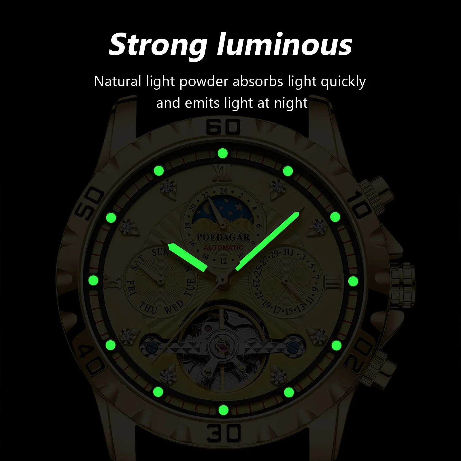 Luxury Gold Automatic Men's Watch - Waterproof & Luminous
