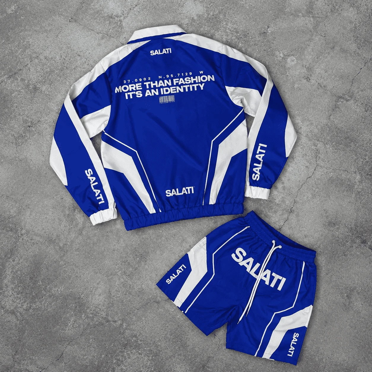 Custom logo Quick Dry Tracksuit Zip up Men Aero Layer Two Piece Set Oversized Sweat Suit Irregular Patchwork Jacket Shorts Set gallery 2