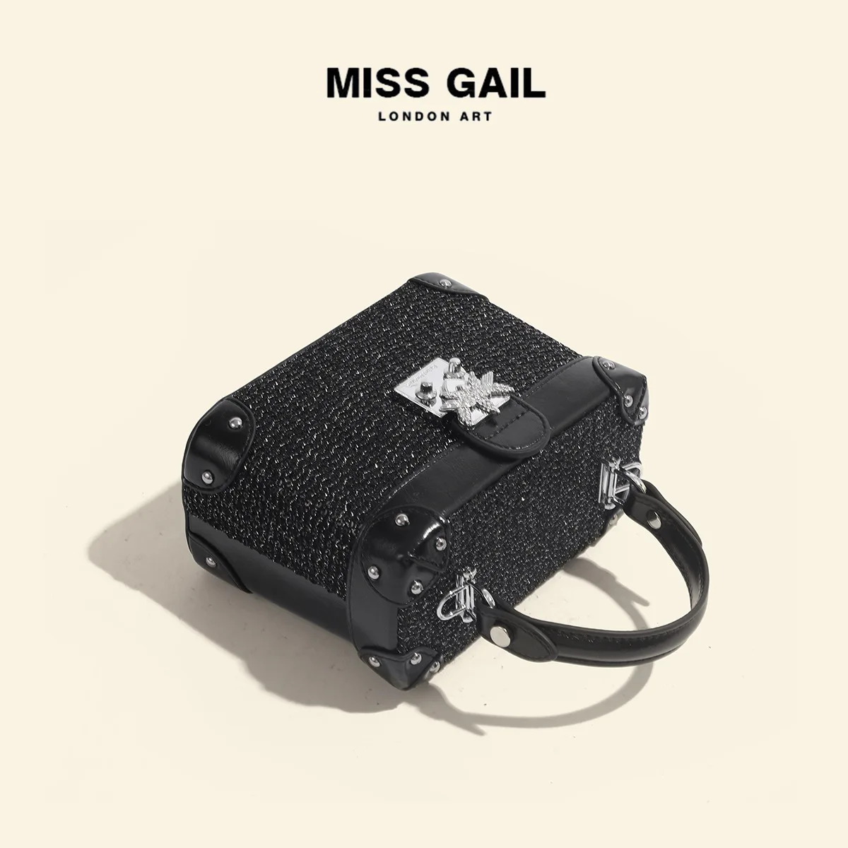 MISS GAIL Velvet Vintage Commuting Lock Box Small Hand Bag 