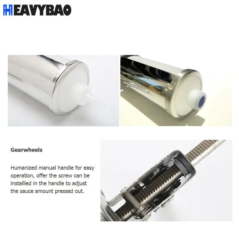 Heavybao Stainless Steel Sauce Gun Sauce Dispenser Gun With PE Bottle Hamburger Jam Filler Salad Dressing Gun