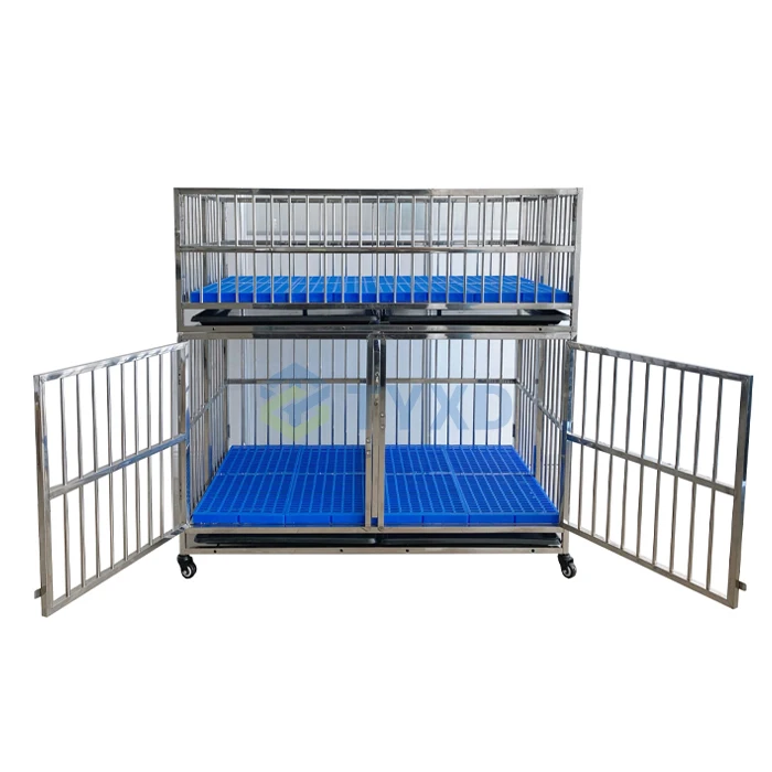 Folding Stackable 2 Layers Double Multi Layers Stainless Steel Tube Dog Kennel Cage