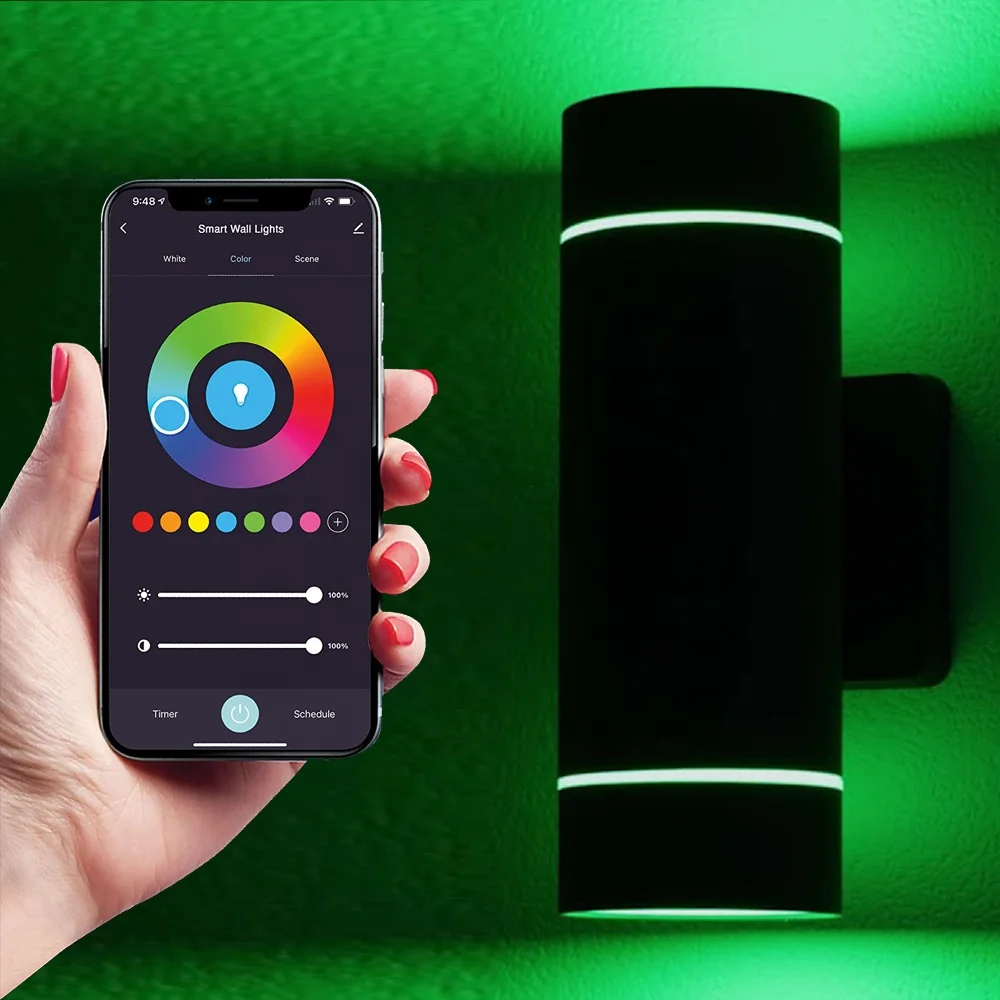 Умный Уличный настенный светильник с Wi-Fi водонепроницаемый точечный cob регулируемой яркостью и управлением через приложение наружная лампа изменением цвета RGB вверх вниз