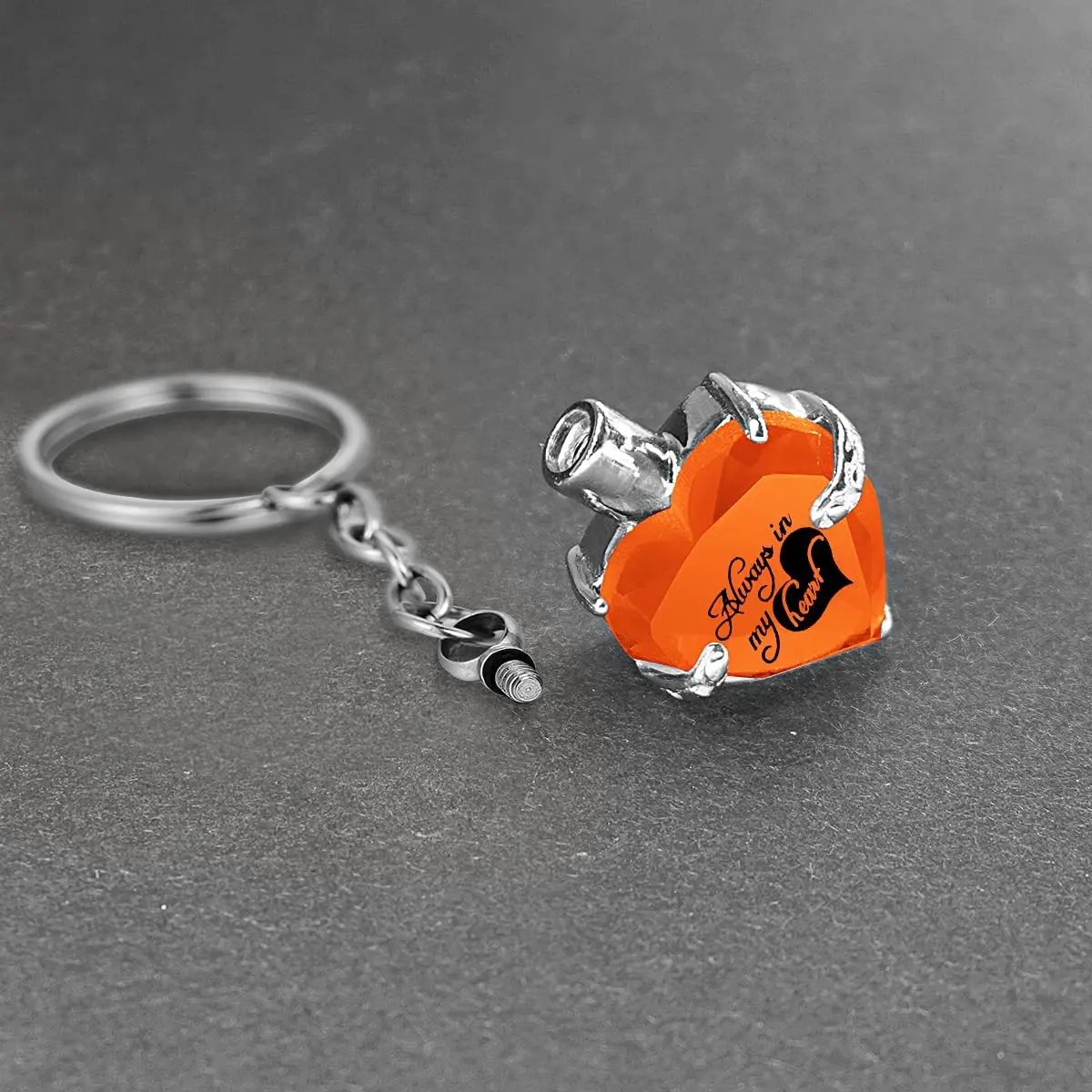 Heart shape Crystal Pendant  KeyChain Cremation Urn Memorial for Human Pets Ashes KeyRing Men Women Jewelry - Always in my heart