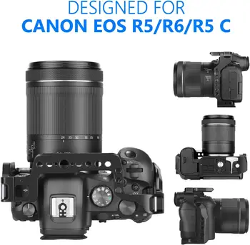 NEEWER Camera Cage Compatible with Canon EOS R5 R5C R6 R6 Mark II, Aluminum Alloy DSLR Rig Stabilizer with 1/4"&3/8" Threads product image