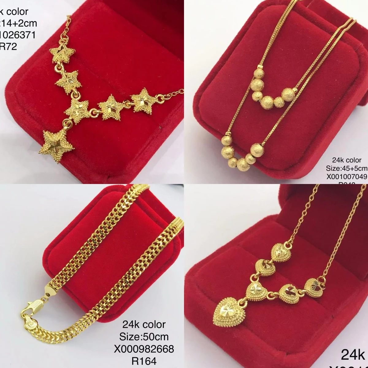 Xuping Jewelry Wholesale Dubai Wedding Bridal Jewellery Fashionable Heart Flower Charm 24K Gold Plated Link Chain Women Necklace