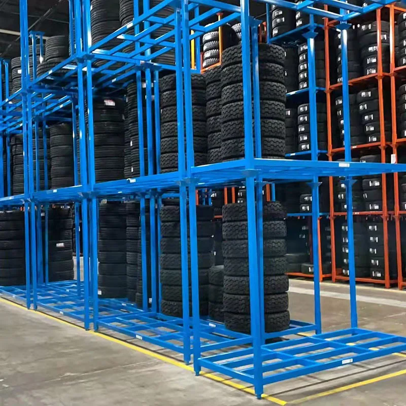 ZENDA Portable Removable Stackable Shelf Storage Metal Post Pallet Rack  for Tire Stacking Racking System