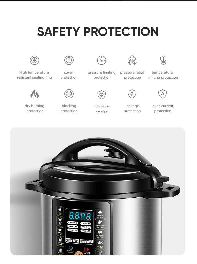 Electric Pressure Cooker Stainless Steel Pot Rice Cookers Kitchen ...