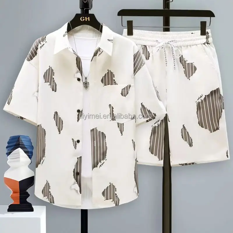 Summer Clothes Manufacturer Men's 2-piece Cotton Linen Shirts Shorts ...