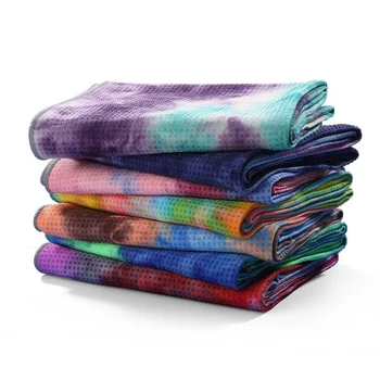 Custom Logo Tie Dye Eco-Friendly Microfiber Silicone Dots Anti-Slip Soft Sports Gym Towel Mat None Promo Print Yoga Mat
