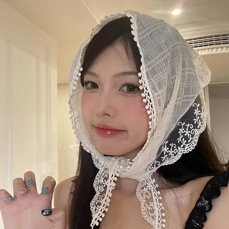 Lace Head Scarf Accessories Ethnic Lace Head Scarf For Women Girls Hair Scarf Bandanas