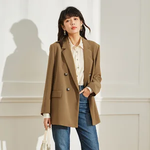 Women's Autumn Korean Woven Wool/Silk Blazer Loose Fit Casual Slimming Daily Commuting Jacket 12818