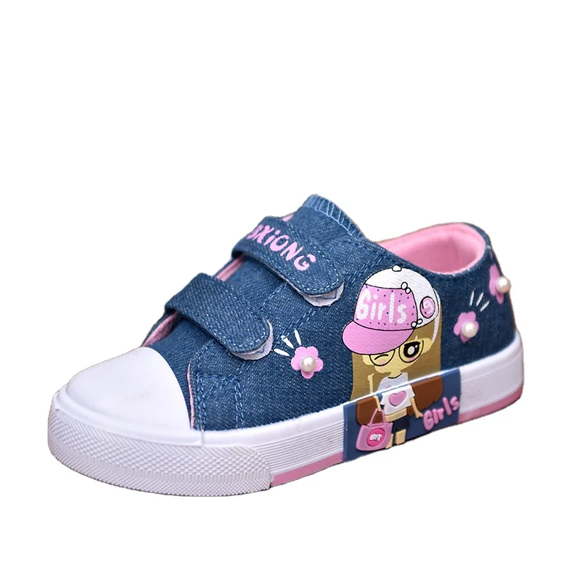 Ready in Stock Fashion Cartoon Kids Casual Shoes Soft Canvas Walking Sports  Children's Shoes Teen Girls Sneakers Wholesale