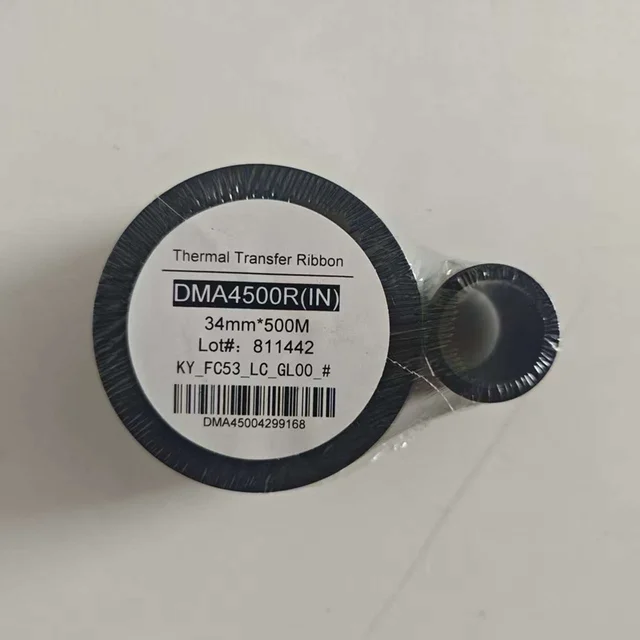 DMA4500R 34mm*500m Black PET High Temperature Heat Transfer Paper TTO Coding Machine Ribbon Encryption FC32/FC53 Print 2