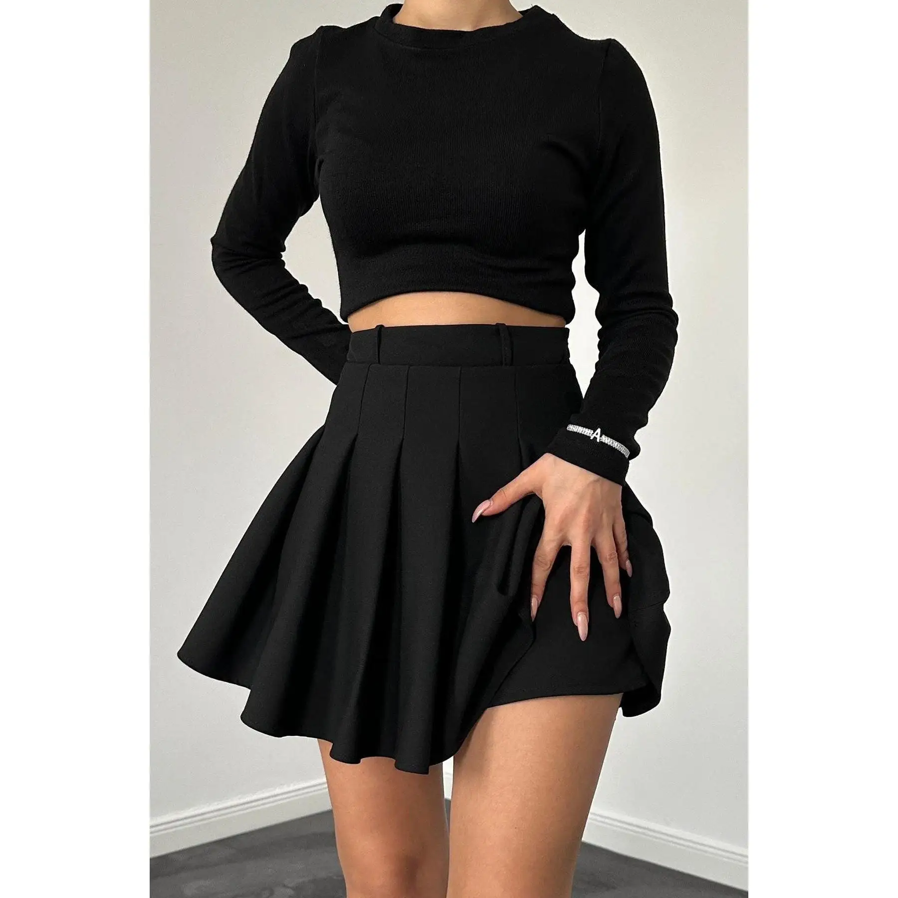 Pleated Black Short Skirt - Buy Black Pleated Skirt Pleated Black Short ...