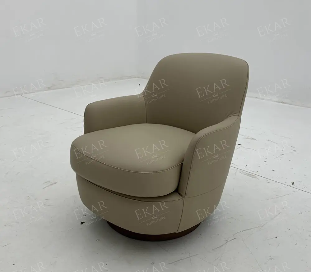 product coffee gold painted base swivel lounge chair with down feather cushion-70