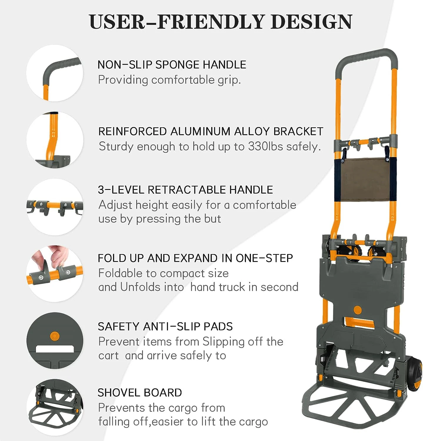 Folding Hand Truck and Dolly Capacity Portable Aluminum Luggage Cart Telescoping Handle Portable Dolly Cart