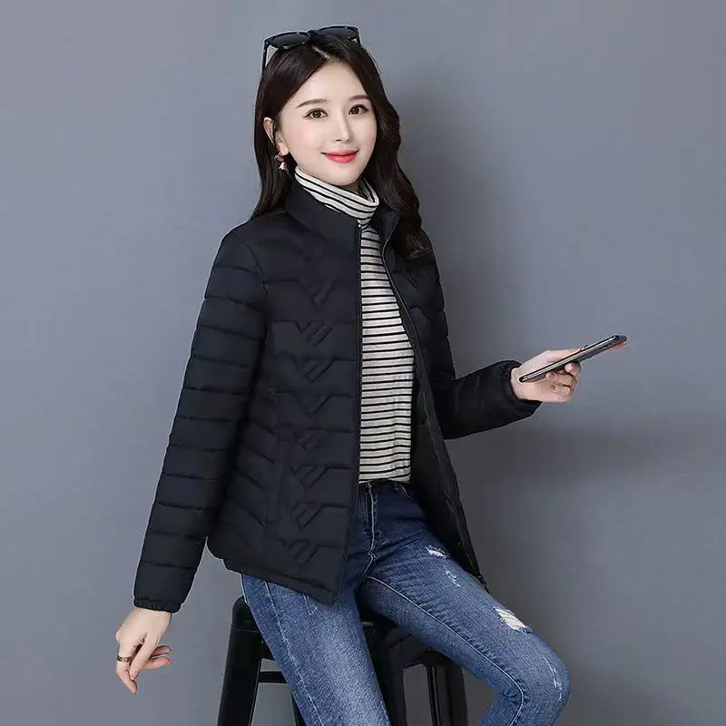 Giacca trapuntata calda da donna invernale imbottita casual da donna 2024, sottile, a maniche lunghe, con collo alto, cerniera, cappotto spesso_voghion.com