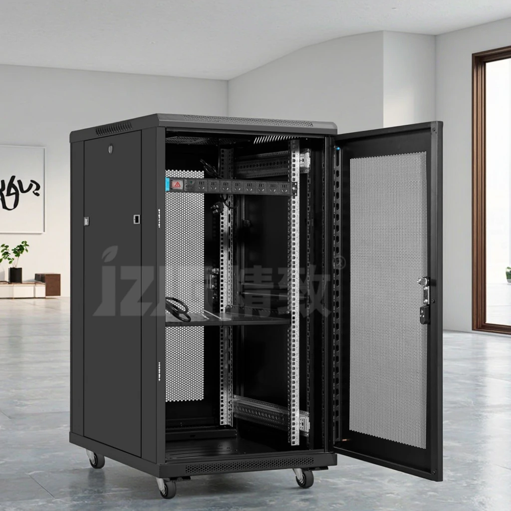 19 Inch DDF IT Data Center Server Rack with 18u 22u 32u 37u 42u Units Indoor Network Switch Cabinet Steel Metal Glass Door Front