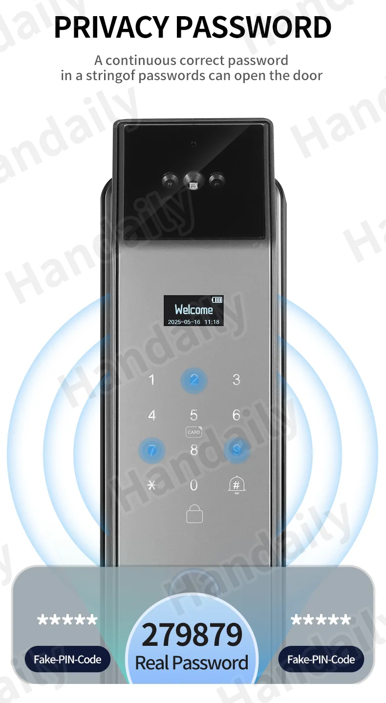 factory security tuya wifi 3d face recognition fingerprint smart lock keyless intercom digital cerradura inteligente door lock xf14s-6