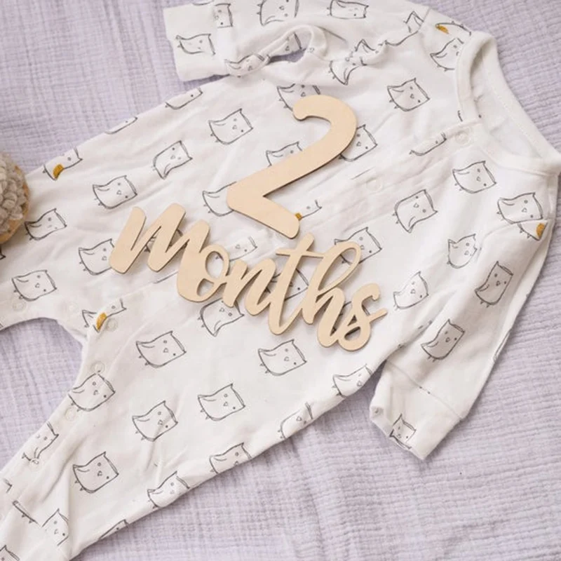 Wooden Baby Monthly Milestone Cut Outs wood Age Milestones Newborn Photoshoot
