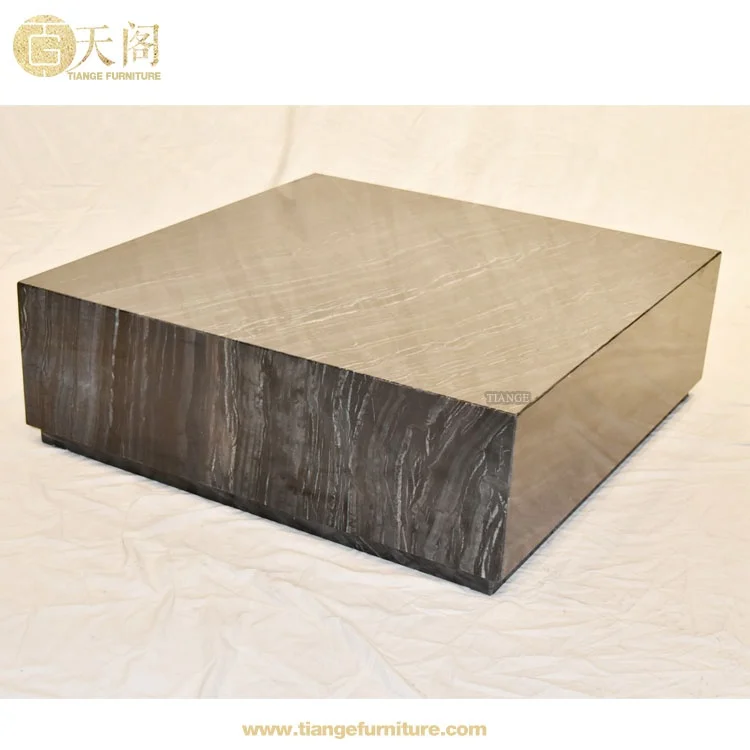 Футуристический низкий квадратный кофейный столик из черного мрамора кубика Каррара