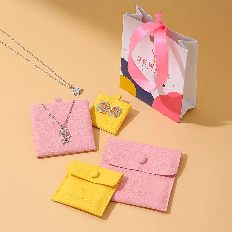 A1 High End Flip Top Square Custom Size Microfiber Velvet Jewelry Envelope Packaging Pouches with Matte Zipper manufacture