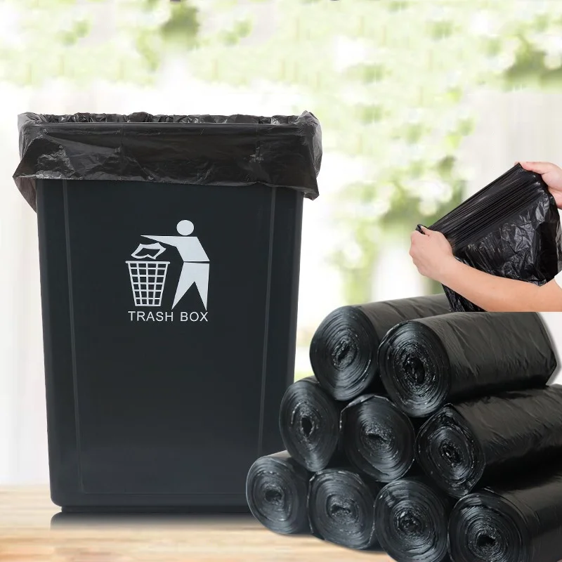 Large Plastic Garbage Bags Heavy Duty Black Eco Disposable Contractor